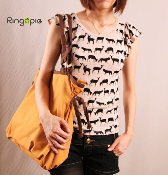 Sale 20% OFF-Ready To Ship- Ringopie Everyday Canvas Tote Bag(Mustard)/shoulder bag/purse/laptop bag/school bag/Handbag/women/For Her-052