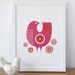 Pink daisybird screenprint