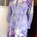 Vintage 70s Near Sheer Boho Lavander Floral Mandarin Collar Disco Garden party Midi Dress M