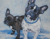 French Bulldog frenchie dog art CANVAS print of LA Shepard painting 8x8 French Bulldog frenchie dog art CANVAS print of LA Shepard painting 8x8
