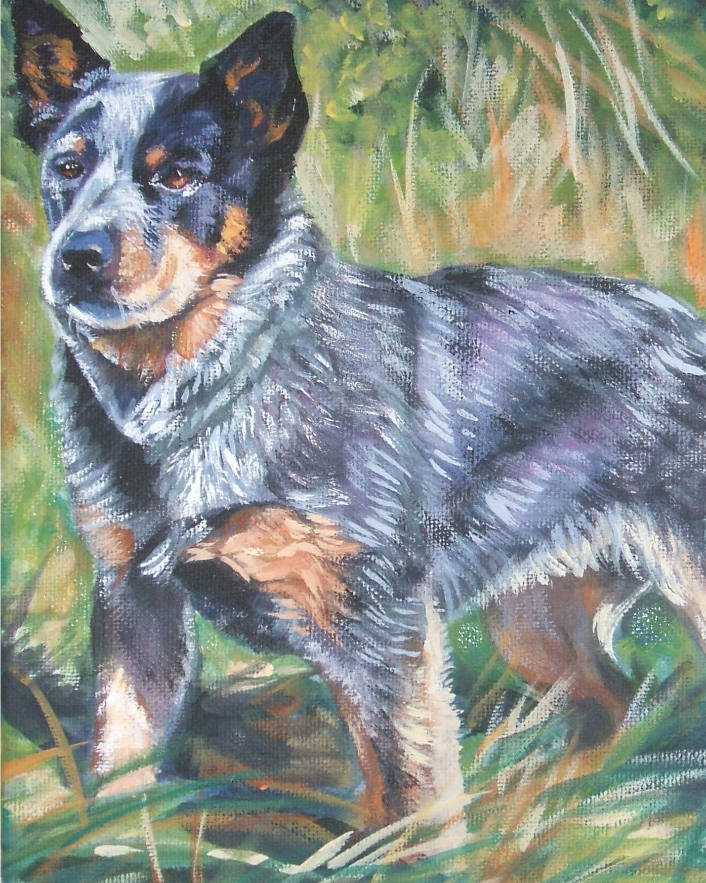 Australian Cattle Dog CANVAS art print of Blue Heeler painting