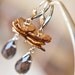 Keishi Petal Pearls Smokey Quartz Earrings 14K gold keshi rustic woodland chocolate brown rusteam