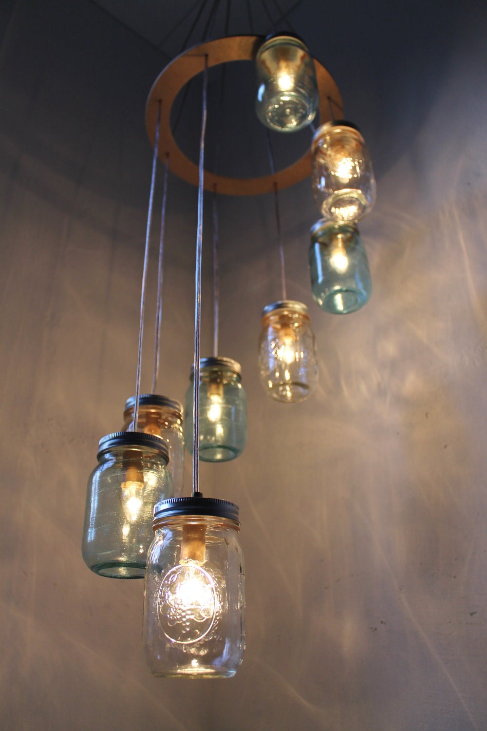 jar blue mason chandelier Jar Light DIY Craft  Fixtures Projects  DIY Mason