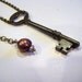 Antique Heart-shaped Key Necklace with Pearl