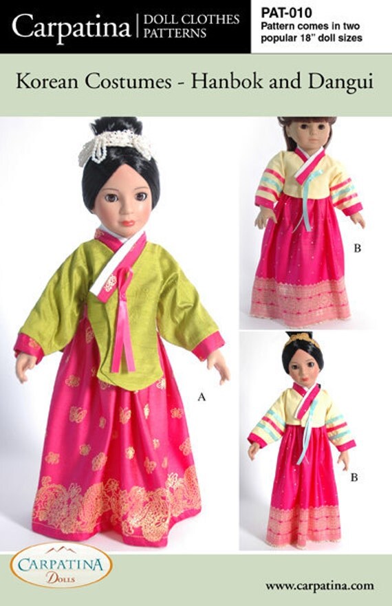 Historical 18 Doll Clothes Pattern  for Korean  Hanbok  and