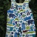 little boys size 9 months reversible romper blue 2-D zoo animals
