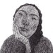 Monotone / ORIGINAL ILLUSTRATION / Black on white / Scribble / Pen drawing / Holding my head / Thinking about something
