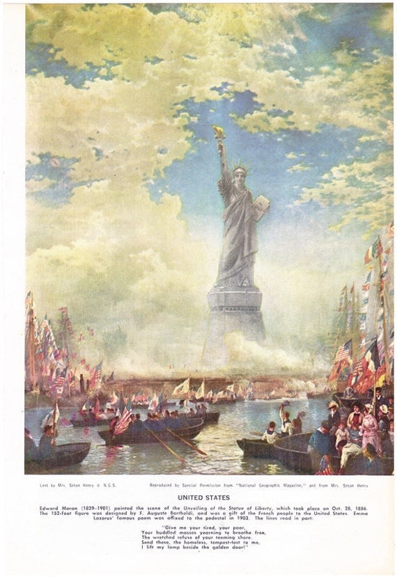 Statue of Liberty Unveiling illustration page by Edward Moran