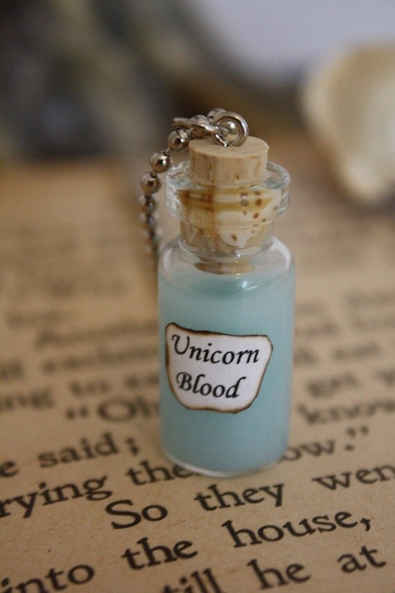 unicorn blood vial necklace unicorn necklace halloween