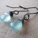 Oxidized Sterling Silver Earrings AAA Aqua Blue Chalcedony Wire Wrapped - Atlantis