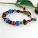 Closeout SALE Reserve Liz Cornflower Blue, Black and Red Glass and Lamp Work Artisan Bracelet