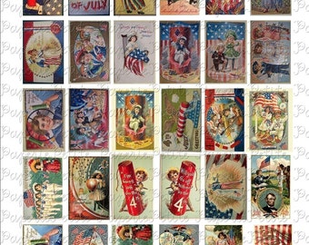 Fourth of July Postcard Digital Download Collage Sheet