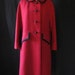 60s RED Vintage Coat Black Braid Trim MOD Military Style Small Medium Fitted 1960s Classic