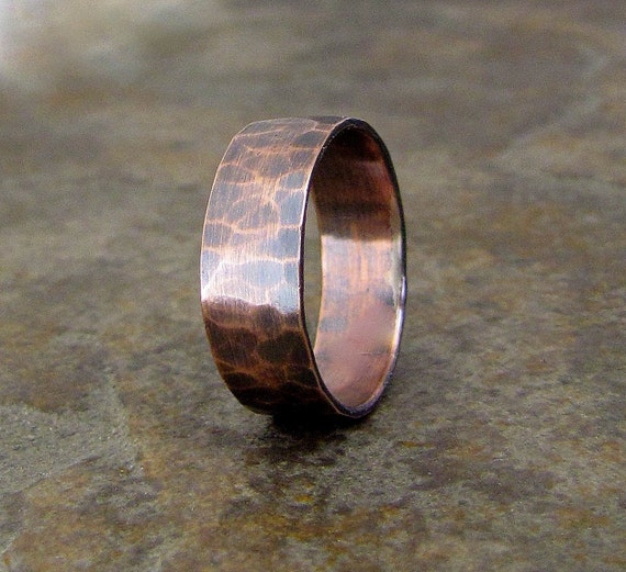 Items similar to Copper Hammered Ring Antique Band Copper Wedding Ring