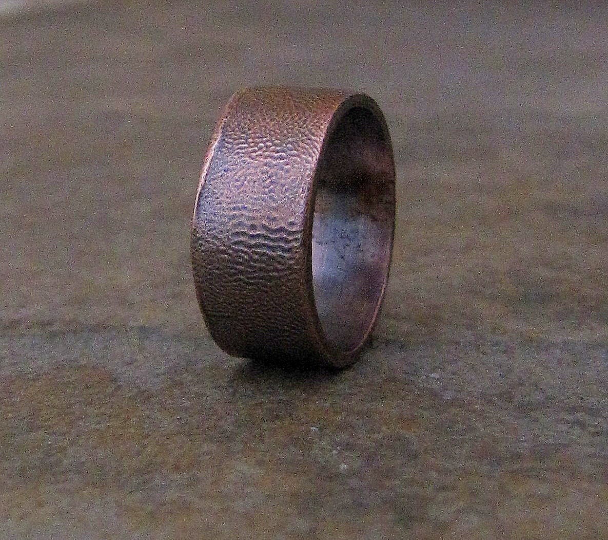 Copper Wide Ring Antiqued Ripple Band Wedding Band Wedding