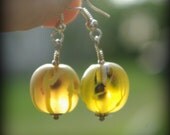 Gooseberry, Lamp work  Earrings, handmade,  Lampwork glass beads, sterling silver, SRA