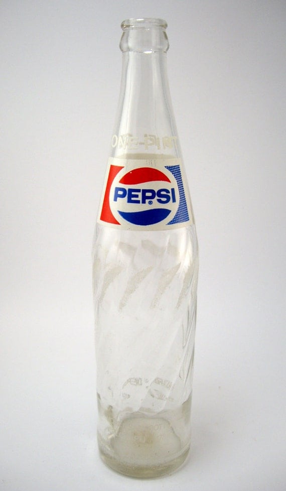 Vintage 1970s Pepsi Soda Pop Bottle Clear by myatticstreasures