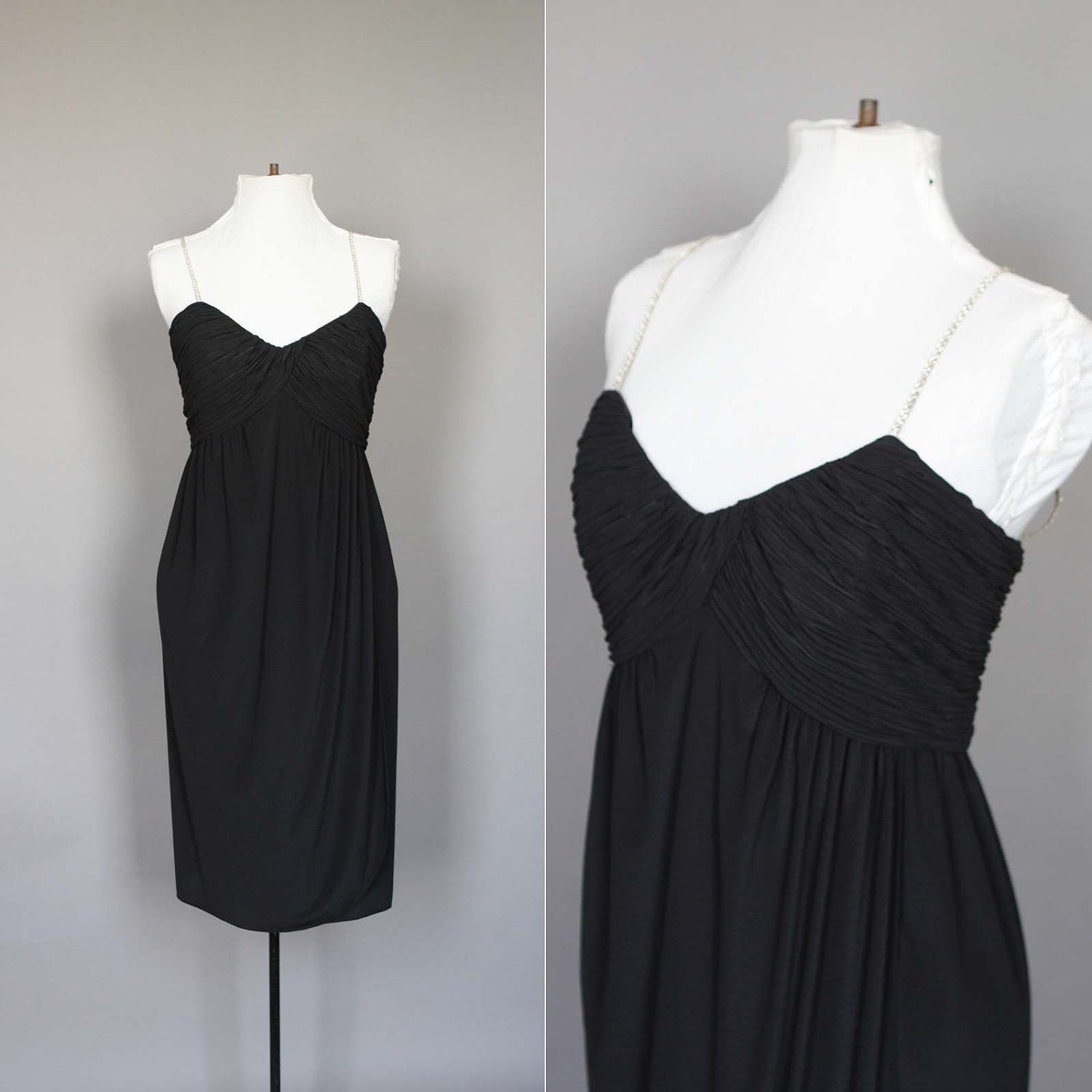 Dress Cocktail Party Vintage 70s Black with by persnicketyvintage