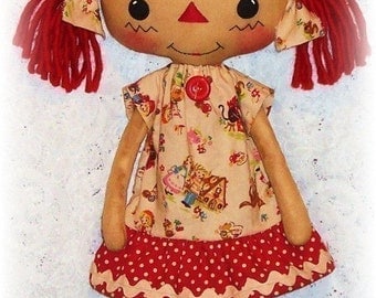 Cloth Doll Pattern, PDF sewing Pattern, Rag Doll Pattern, Raggedy Ann Pattern, Soft Doll Pattern, Softie, Primitive Annie, instant download