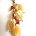 Amber Sparkling Leaf Necklace - brass and mother of pearl