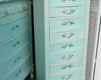 Lingerie Chest Parisian Tall Lingerie Chest Vintage Poppy Cottage Painted Furniture Custom Paint to Order