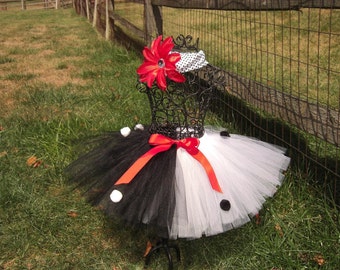 CRUELLA DEVILLE tutu- Cruella Costume- Baby Cruella Costume- Dalmations tutu- Black and White tutu- Dalmations Costume- Girls Halloween tutu