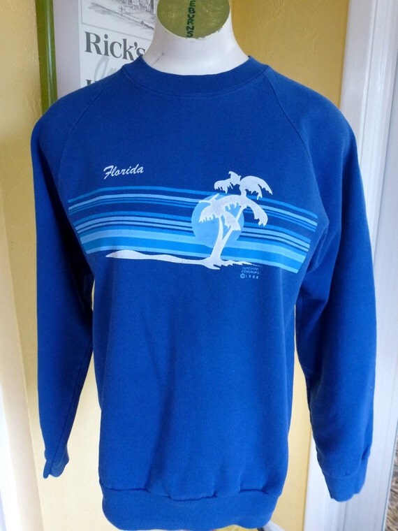 Vintage Florida sweatshirt tropical beach scene by sideburns