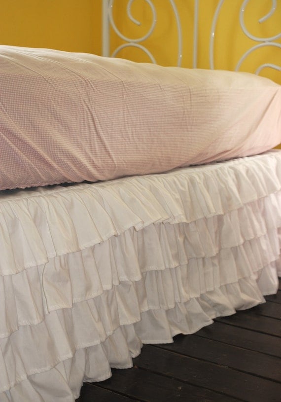 White Ruffle Bed Skirt Queen or King