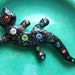 SALE Black Plastic lizard Brooch 1948 rhinestone salamander Lola Bakelite resin DECO