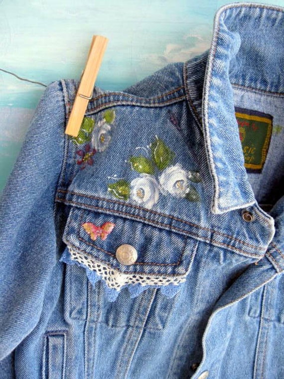 Denim Jacket Upscaled Toddler Painted One to Two years