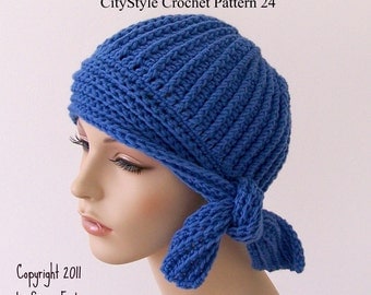 Crochet Hat Pattern Flapper Style Cloche with Side Tie - Easy Crochet Hat Pattern - Women, Teen Girls - INSTANT DIGITAL DOWNLOAD - No. 24