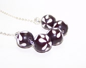 Black and White Acrylic Flower Ball Necklace. Clearance Sale