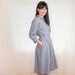Vintage Grey Wool Dress with Pockets - Ruffle Collar Dress - S