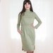 Vintage 1960s Green Dress - 60s Jersey Sheath Dress - Metallic Gold Striped Dress with Pockets - M