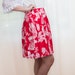 Sale - Vintage Floral Skirt - 1980s White and Red Skirt - S