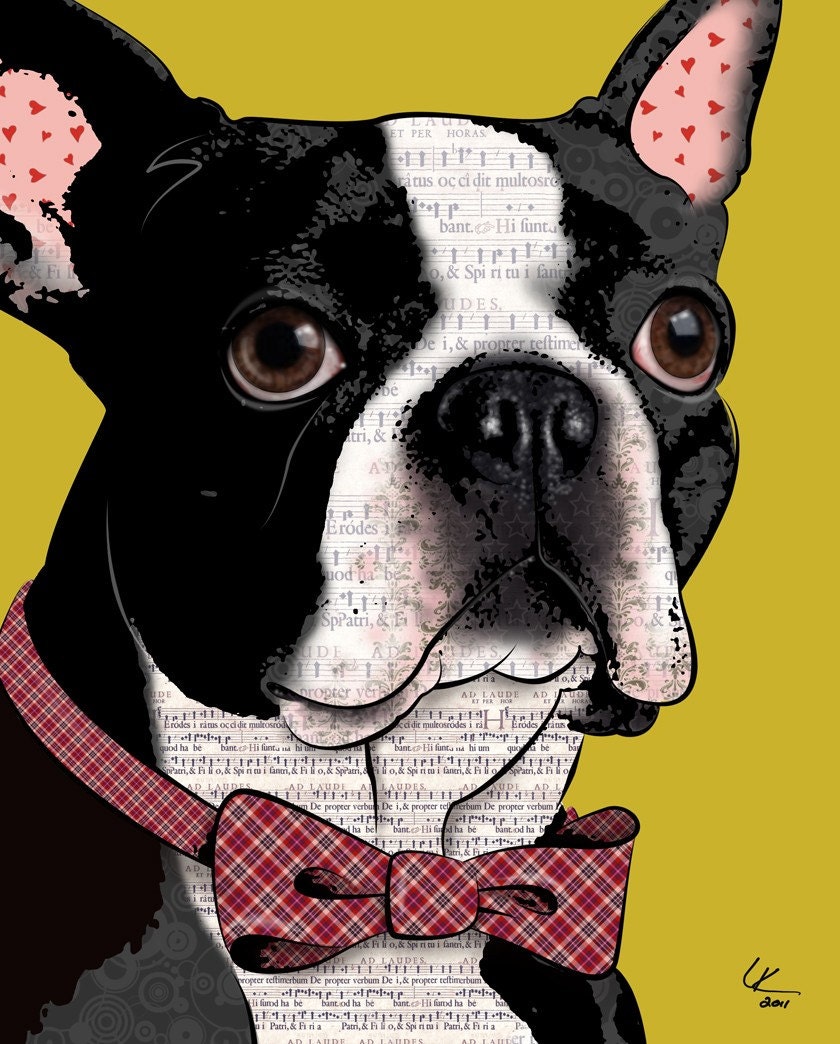 Boston Terrier 8x10 Pop Art Print Dog Art by PopDogDesigns on Etsy