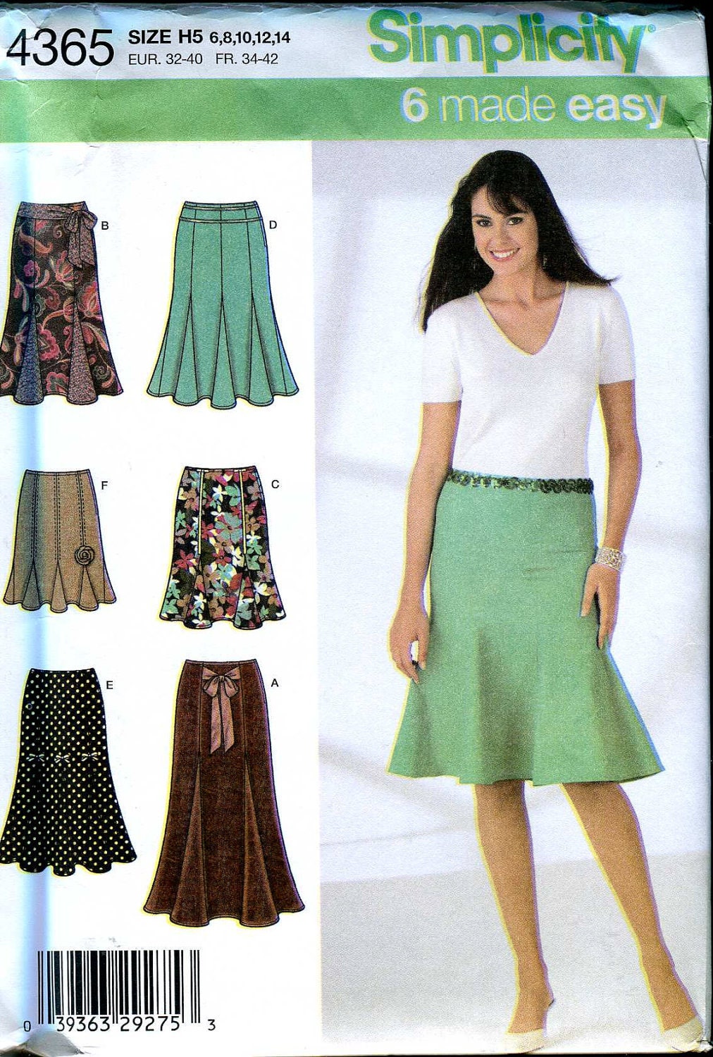 Simplicity 4365 FitandFlare Skirt pattern UNCUT