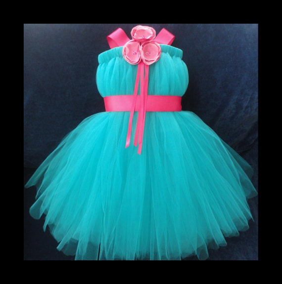Teal Flower Girl Dress by StrawberrieRose on Etsy
