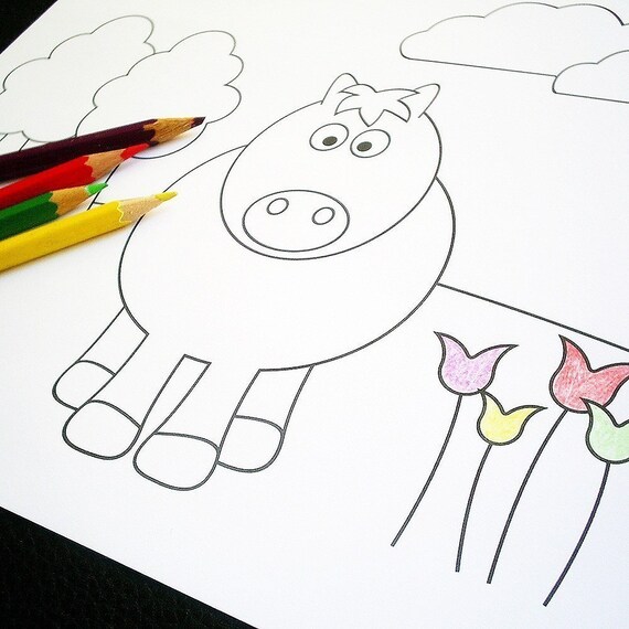 Printable coloring pages farm animals by neskita on Etsy