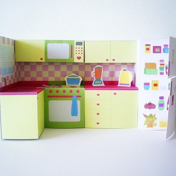 Printable kitchen set PDF paper craft