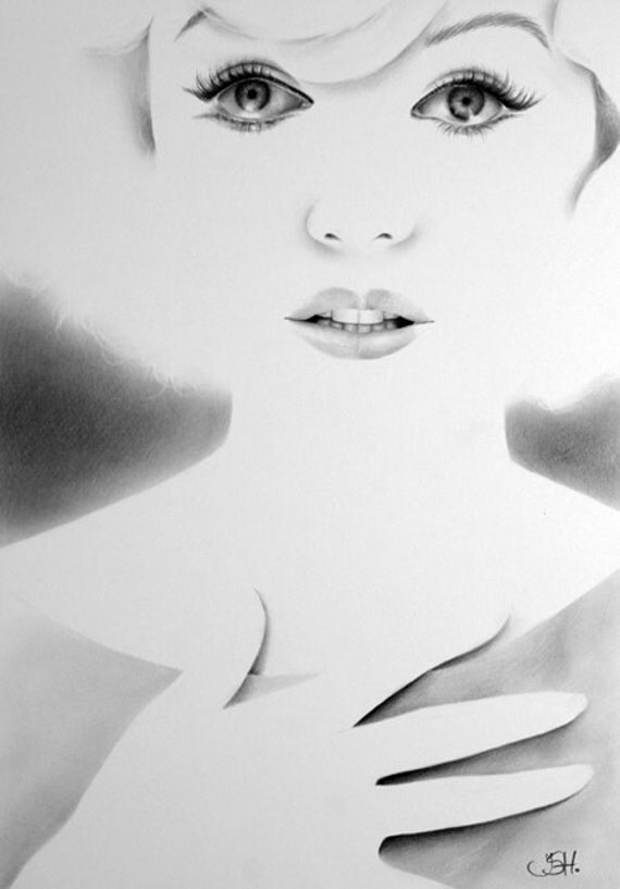 Marilyn Monroe Minimalism Original Pencil Drawing Fine Art