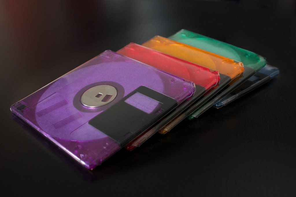 Floppy Disk Coasters Cool Colors Geeky Decor Gift Tech