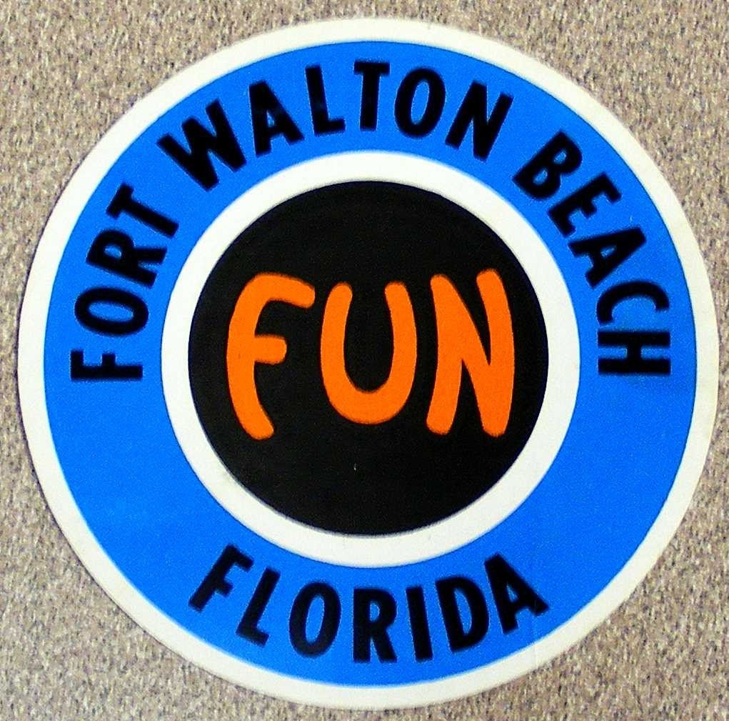 Fort Walton Beach Florida fun vintage sticker round blue