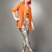 S A L E Orange Sheer Layered Blouse with Built in Crop Top (S/M)