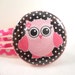 Owl Barrettes Hair Accessories for Girls Pink and Black Polka Dots Snap Clip Set of 2