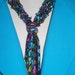 Handknit Necklace Scarf of Bright, Stained Glass Trellis Ladder Yarn - last one