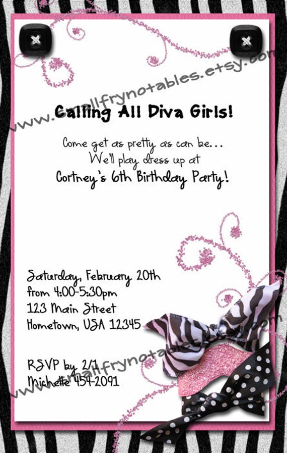 Diva Birthday Party Invitations 3