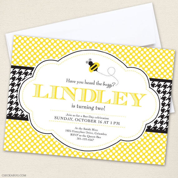 Bumblebee Party Invitations - Professionally printed *or* DIY printable Il_570xn