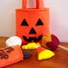 Felt Food Halloween Candy Eco friendly Pretend Play Food for Childrens Toy Kitchen with Pumpkin Treat Bag - Sustainable Bamboo Fiber