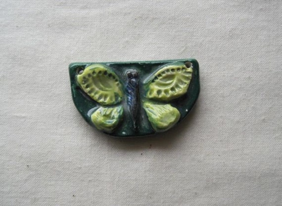 Spring butterfly - ceramic sculptural pendant